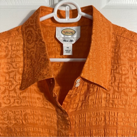 Talbots size 14 100% silk sleeveless top, orange, summer, lightweight, office - Picture 6 of 9